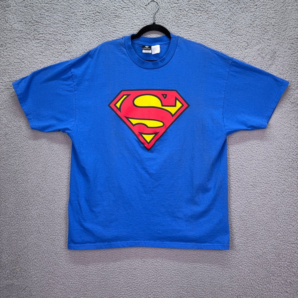 VTG Superman TShirt Mens XXL Blue Warner Bros DC Comics 1997 Made in USA
